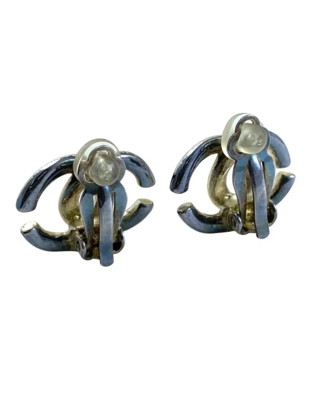 Chanel CC Logo Earrings Accessory Metal Silver